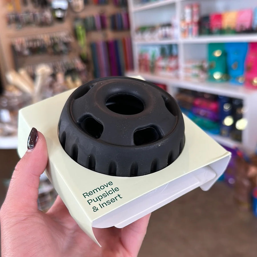 Top View of Woof Pupsicle Power Chewer Dog Treat Toy Black