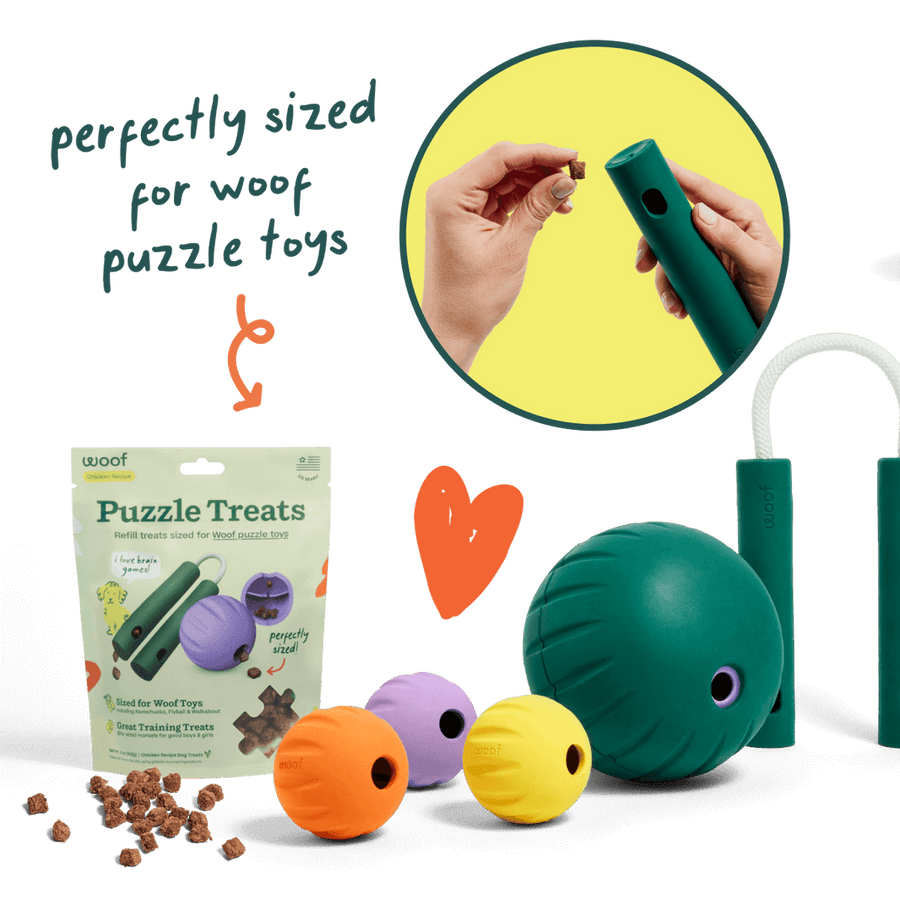 Perfectly sized for Woof Puzzle toys. 
