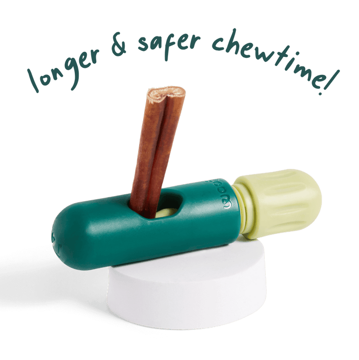 Woof The BullySafe Dog Treat Holder Longer and Safer Feature