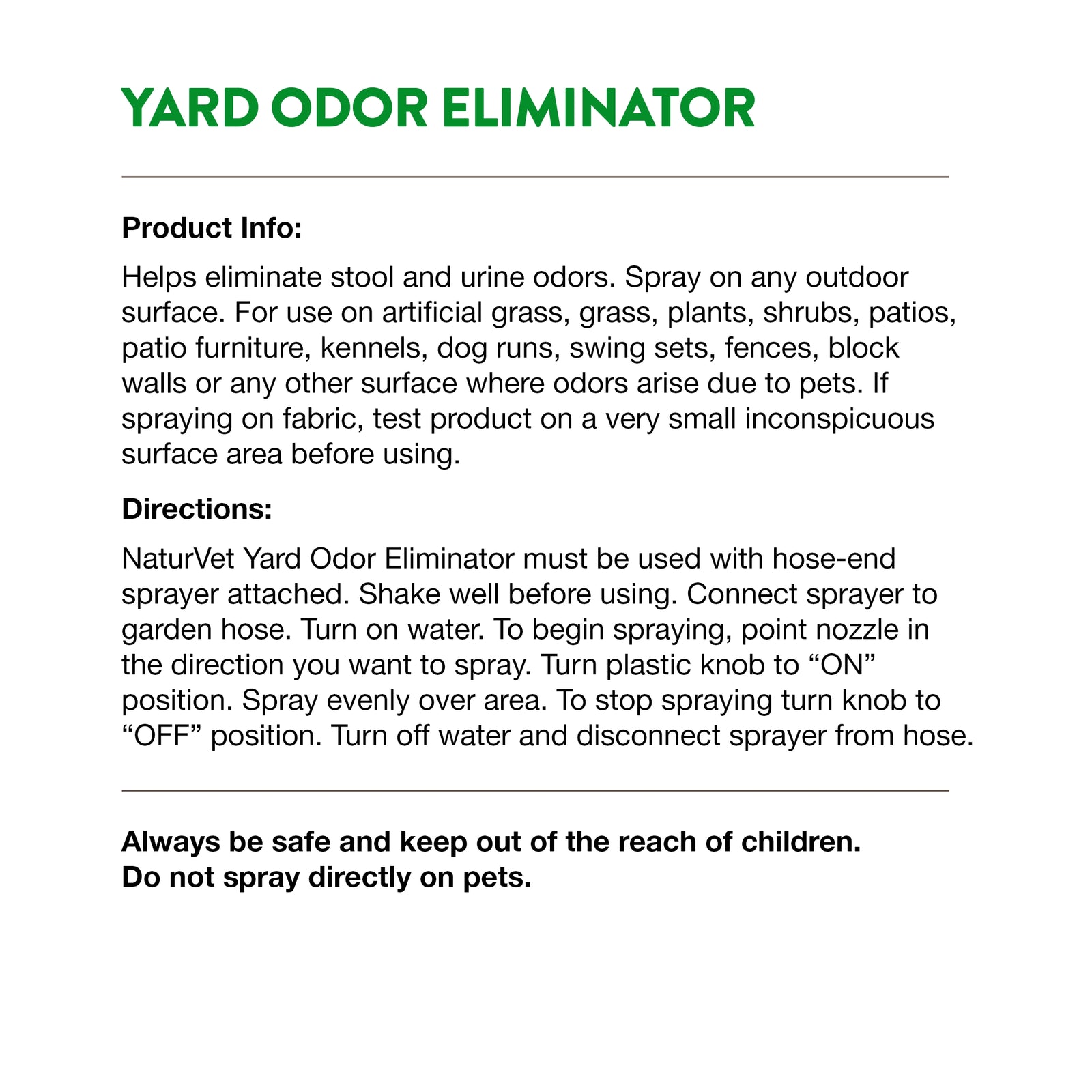 NaturVet Yard Odor Eliminator, Stool and Urine Deodorizer, 32 fl oz