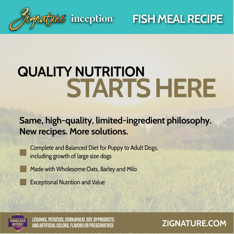 Zignature Inception Fish Meal Recipe Dry Dog Food