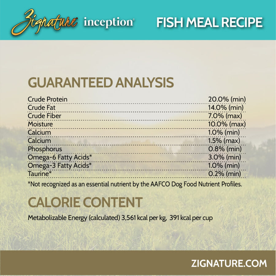 Zignature Inception Fish Meal Recipe Dry Dog Food