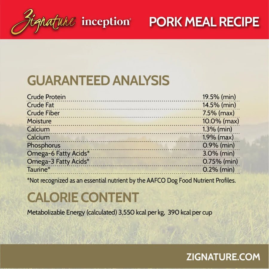 Zignature Inception Pork Meal Recipe Dry Dog Food