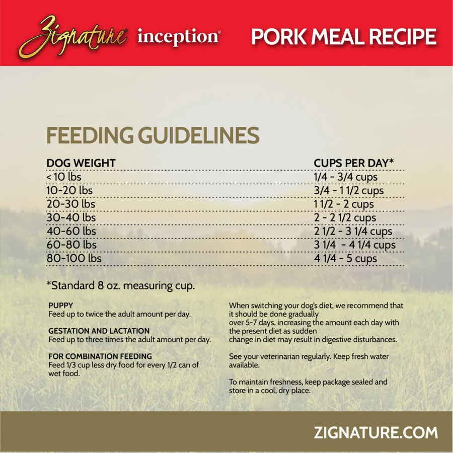 Zignature Inception Pork Meal Recipe Dry Dog Food