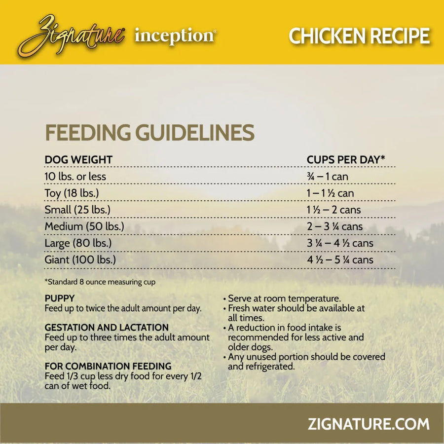 Zignature Inception Chicken Recipe Wet Dog Food Can