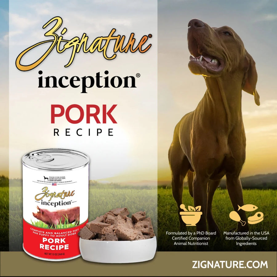 Zignature Inception Pork Recipe Wet Dog Food Can