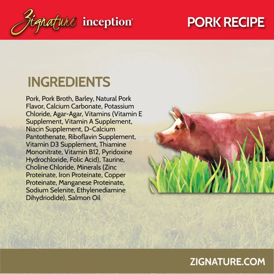 Zignature Inception Pork Recipe Wet Dog Food Can