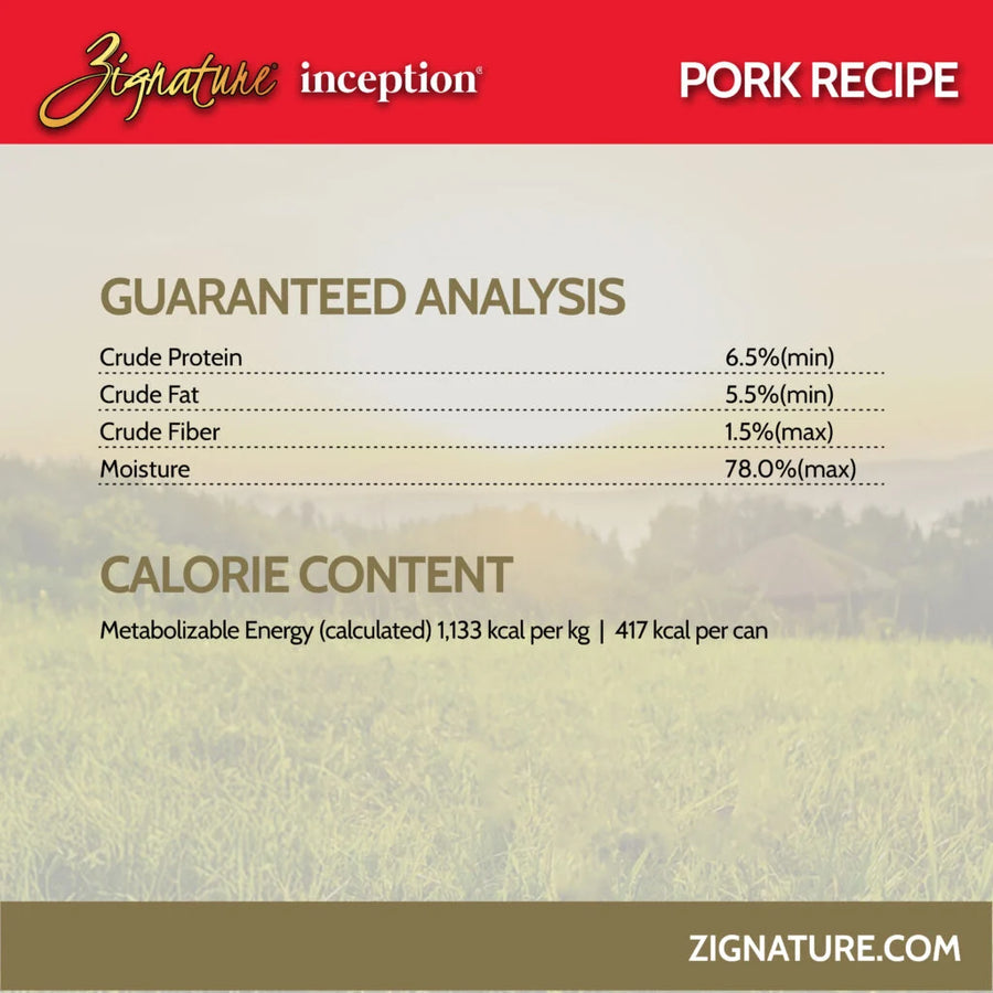 Zignature Inception Pork Recipe Wet Dog Food Can