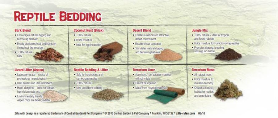 Zilla Bark Blend Reptile Bedding,  encourages natural digging and burrowing, distributes heat and humidity, and is 100% natural bark