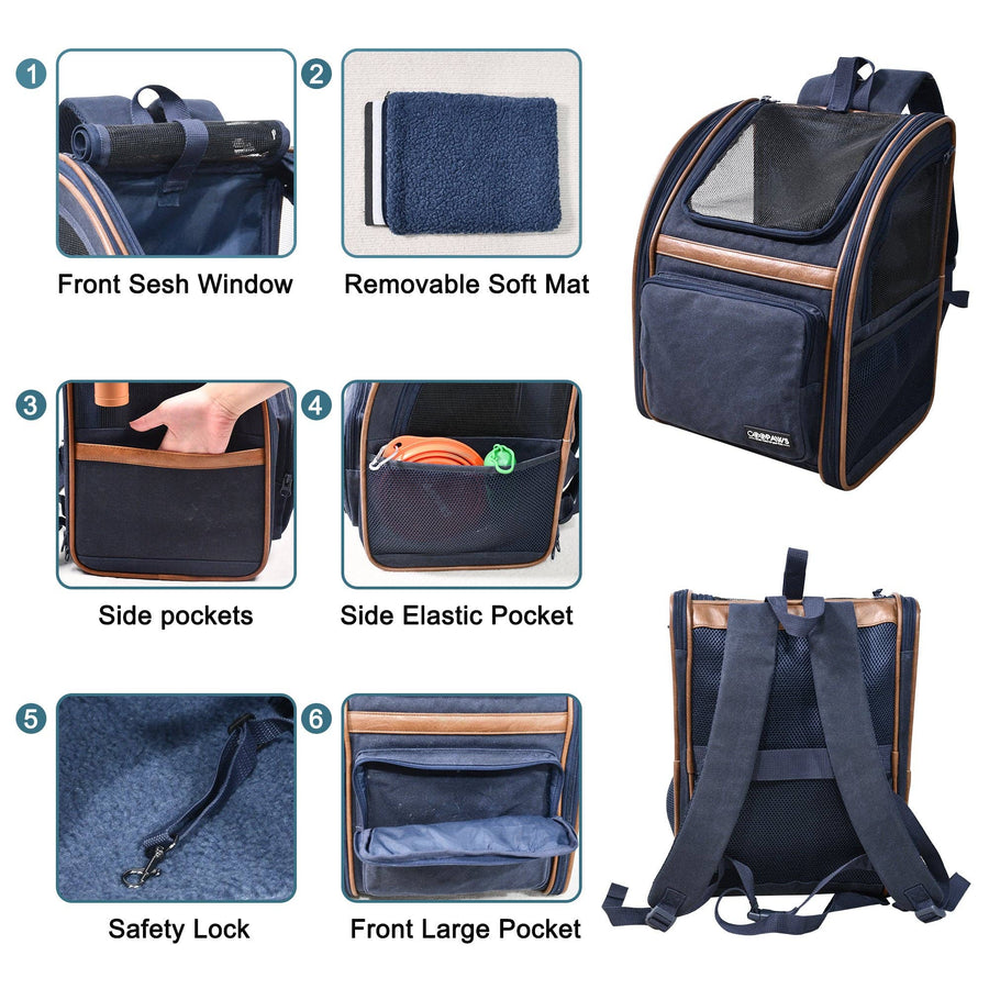 GooPaws Soft Sided Mesh Travel Carrier Backpack for Dogs and Cats