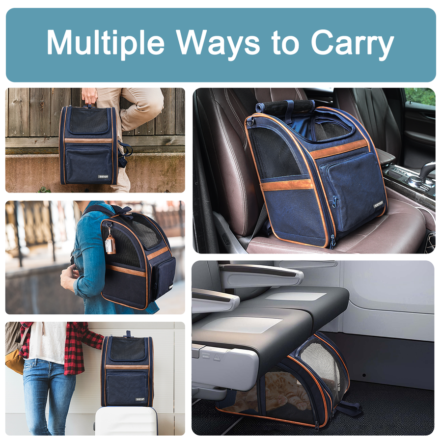 GooPaws Soft Sided Mesh Travel Carrier Backpack for Dogs and Cats