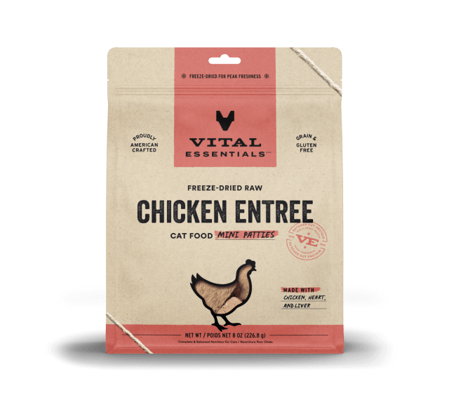 Vital Essentials Freeze-Dried Raw Chicken Entree Cat Food Mini Patties