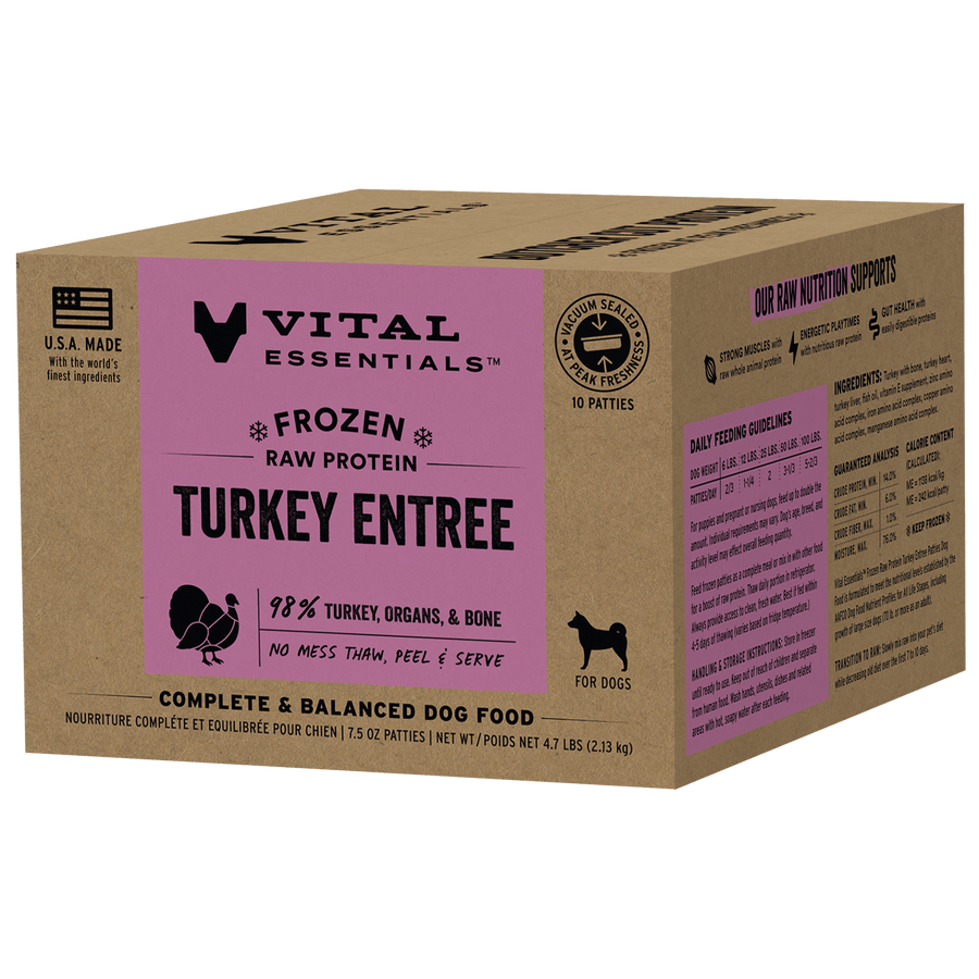 Vital Essentials Frozen Raw Turkey Entree Patties Dog Food