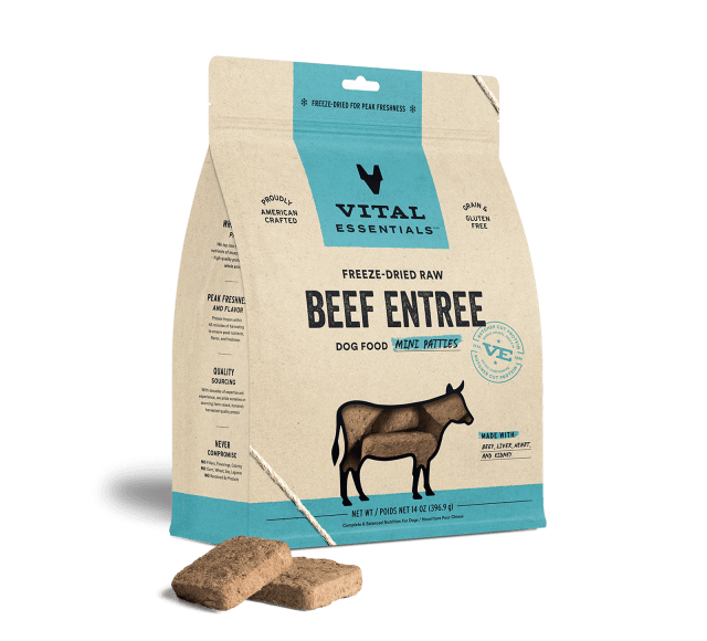 Vital Essentials Freeze-Dried Raw Beef Entree Dog Food Mini Patties