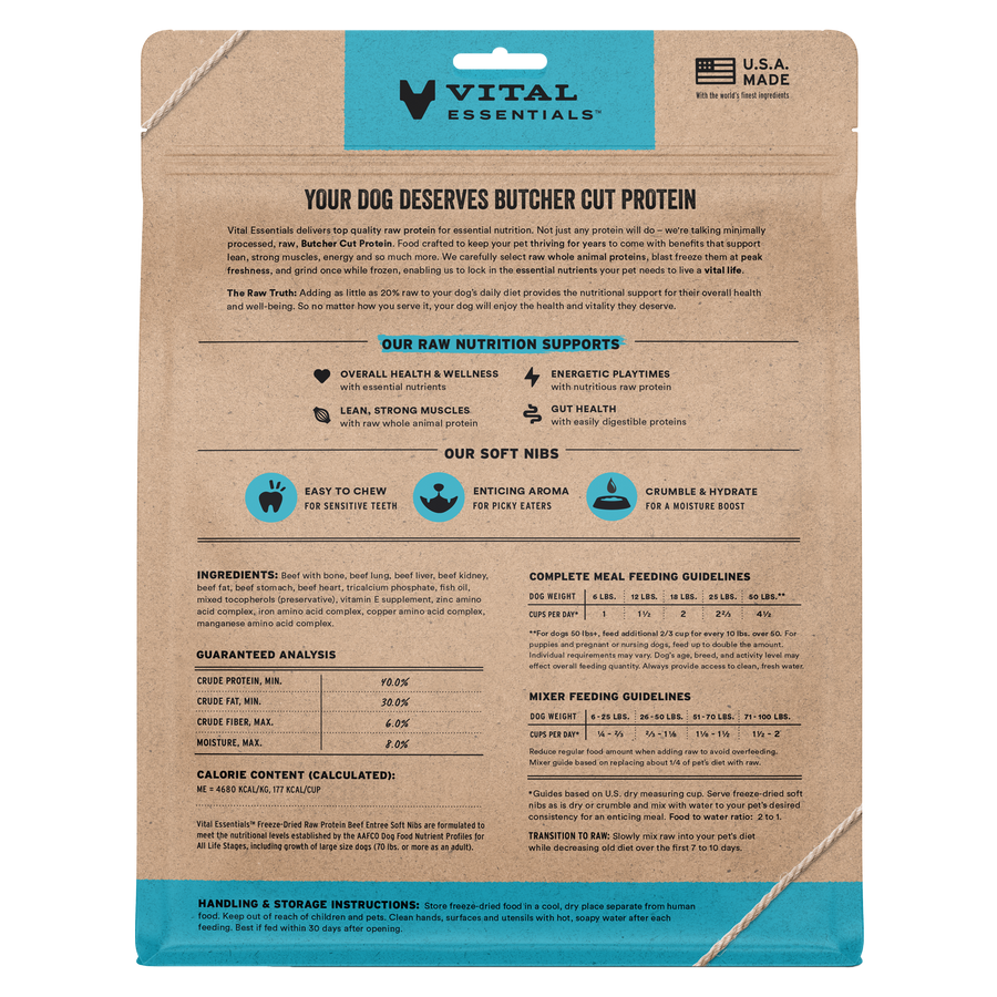 Vital Essentials Freeze Dried Beef Soft Nibs Dog Food