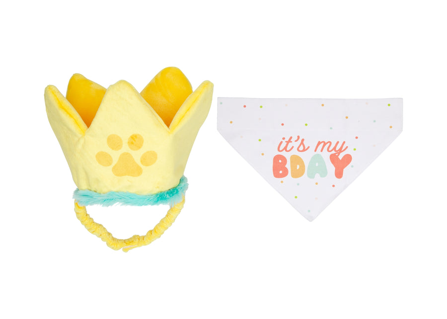 Pearhead Happy Barkday Med/Lrg Bandana Hat Set