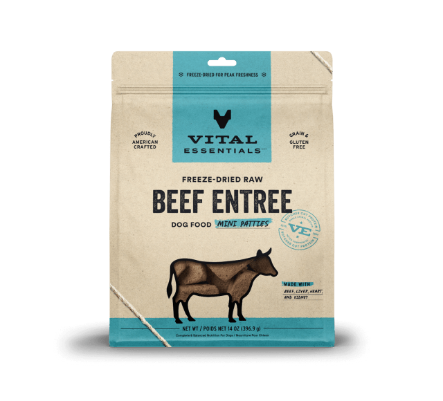 Vital Essentials Freeze-Dried Raw Beef Entree Dog Food Mini Patties