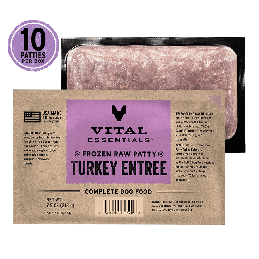 Vital Essentials Frozen Raw Turkey Entree Patties Dog Food