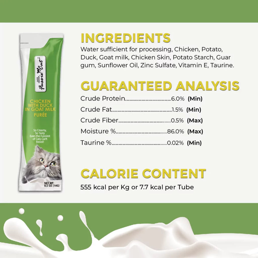 Fussie Cat Puree Chicken & Duck in Goat Milk Puree Cat Treat
