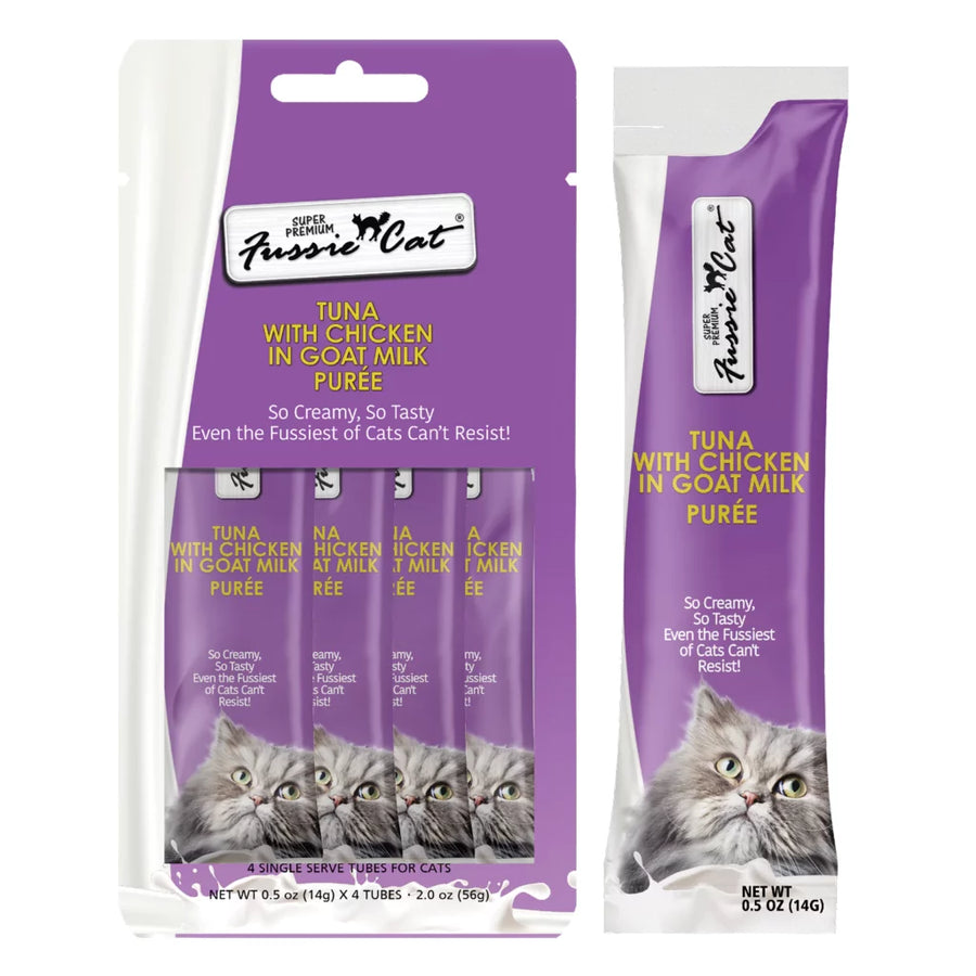 Fussie Cat Puree Tuna & Chicken in Goat Milk Puree Cat Treat