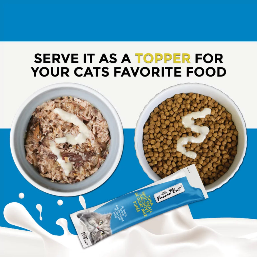 Fussie Cat Puree Tuna with Small Anchovy in Goat Milk Puree Cat Treat
