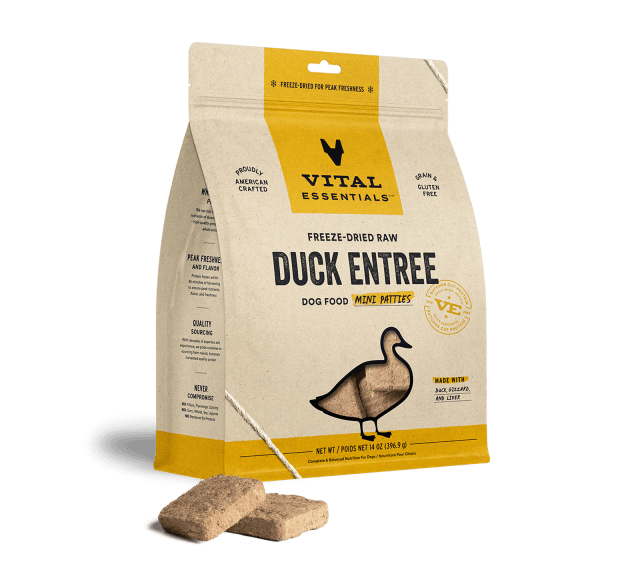 Vital Essentials Freeze-Dried Raw Duck Entree Dog Food Mini Patties