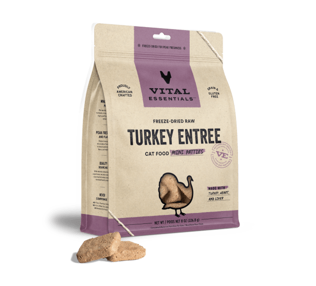 Vital Essentials Freeze-Dried Raw Turkey Entree Cat Food Mini Patties