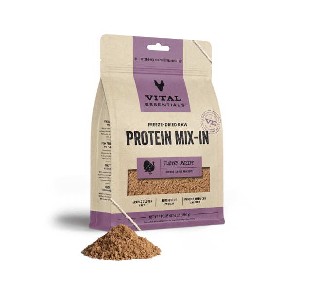 Vital Essentials Freeze-Dried Raw Protein Mix-In Turkey Recipe Ground Topper for Dogs