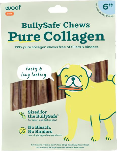 Woof BullySafe Refill Collagen Chew Bully Sticks 6" Dog Treat