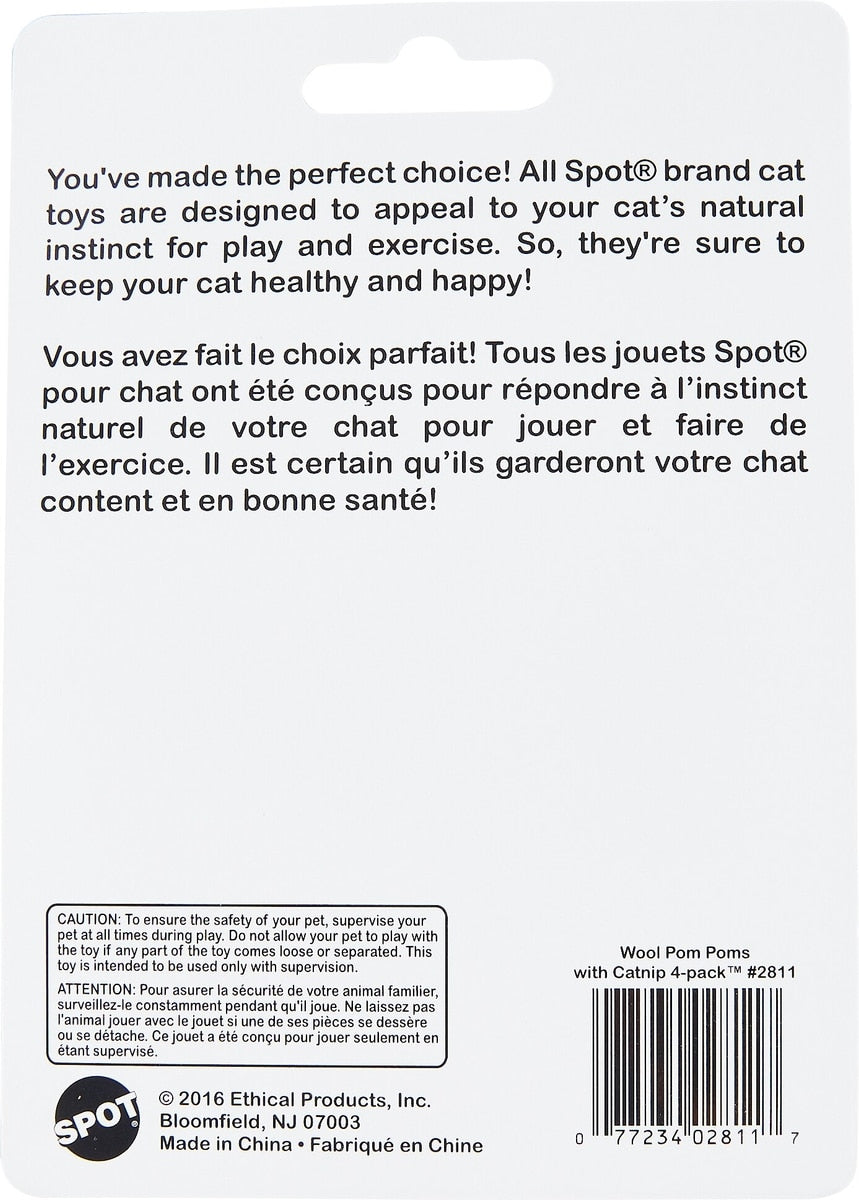 Ethical Pet Wool Pom Poms with Catnip Cat Toy