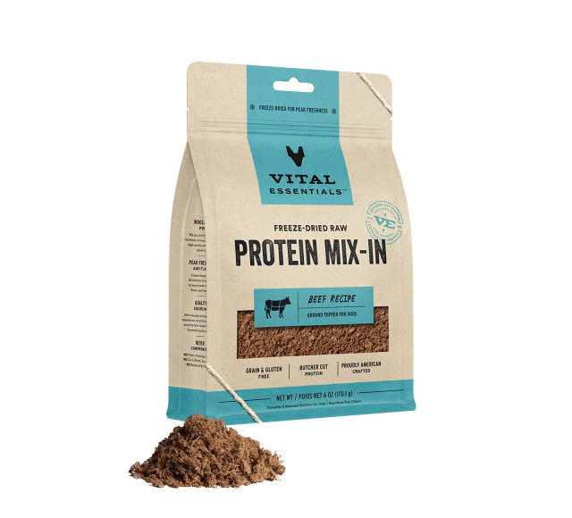 Vital Essentials Freeze-Dried Raw Protein Mix-In Beef Recipe Ground Topper for Dogs