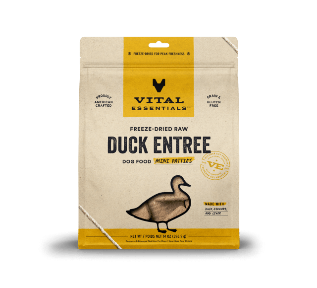 Vital Essentials Freeze-Dried Raw Duck Entree Dog Food Mini Patties