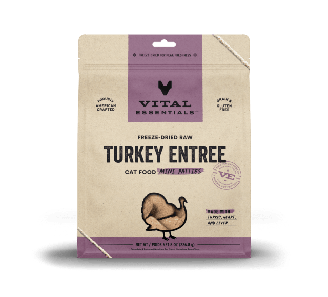 Vital Essentials Freeze-Dried Raw Turkey Entree Cat Food Mini Patties