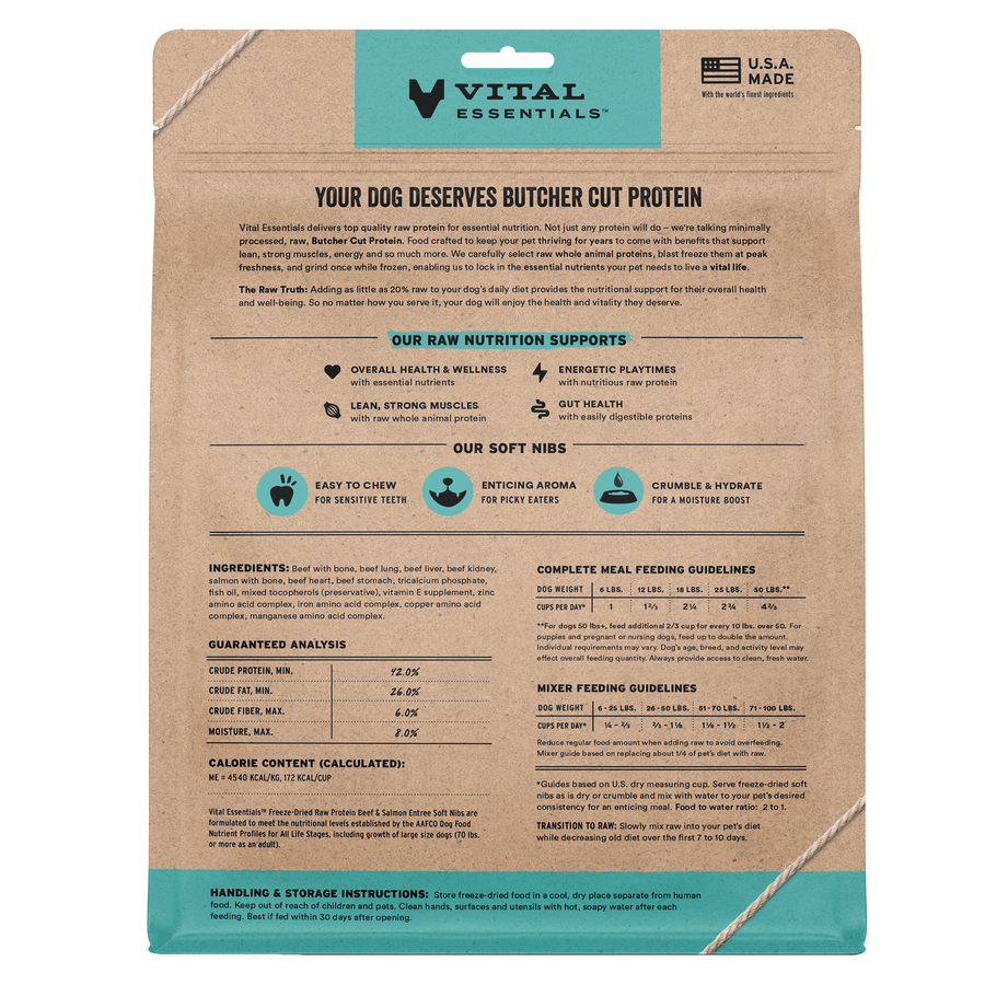 Vital Essentials Freeze Dried Beef & Salmon Soft Nibs Dog Food