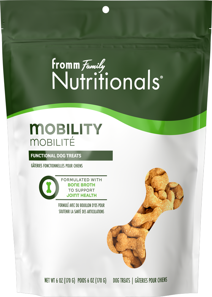 Package of Fromm Family Nutritionals Mobility dog treats on a white background