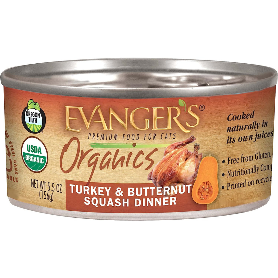 Evanger's Organics Turkey and Butternut Squash Canned Cat Food