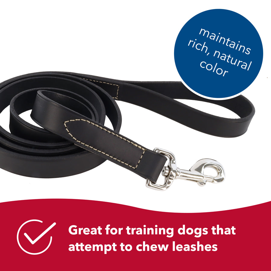 Circle T Oak Tanned Leather Dog Leash, Black 4 Foot