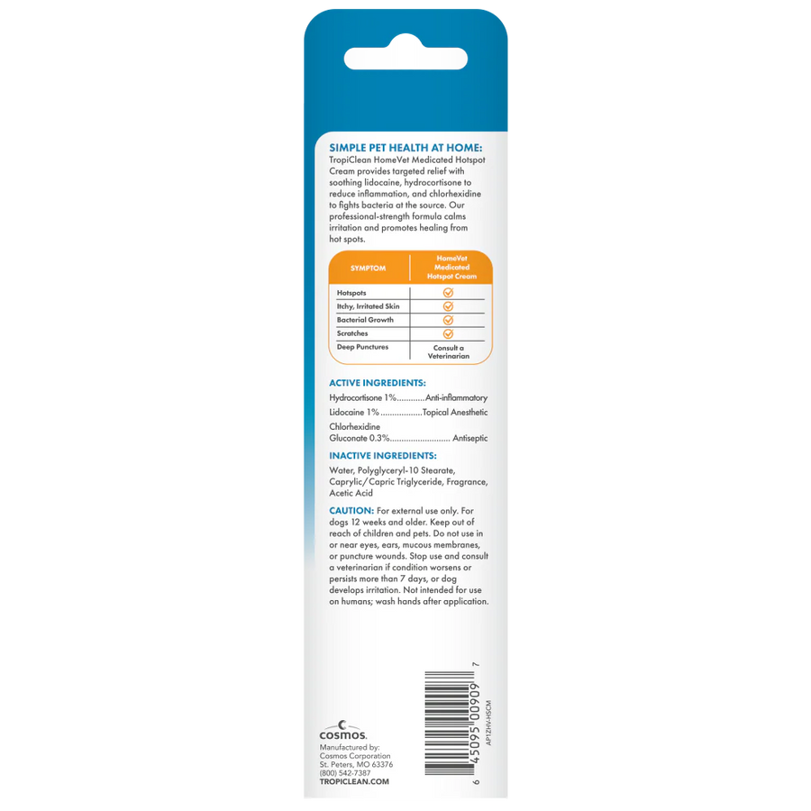 Tropiclean HomeVet Hot Spot Cream for Dogs
