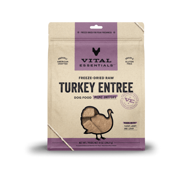 Vital Essentials Freeze-Dried Raw Turkey Entree Dog Food Mini Patties