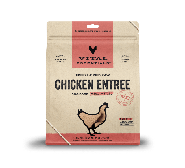 Vital Essentials Freeze-Dried Raw Chicken Entree Dog Food Mini Patties