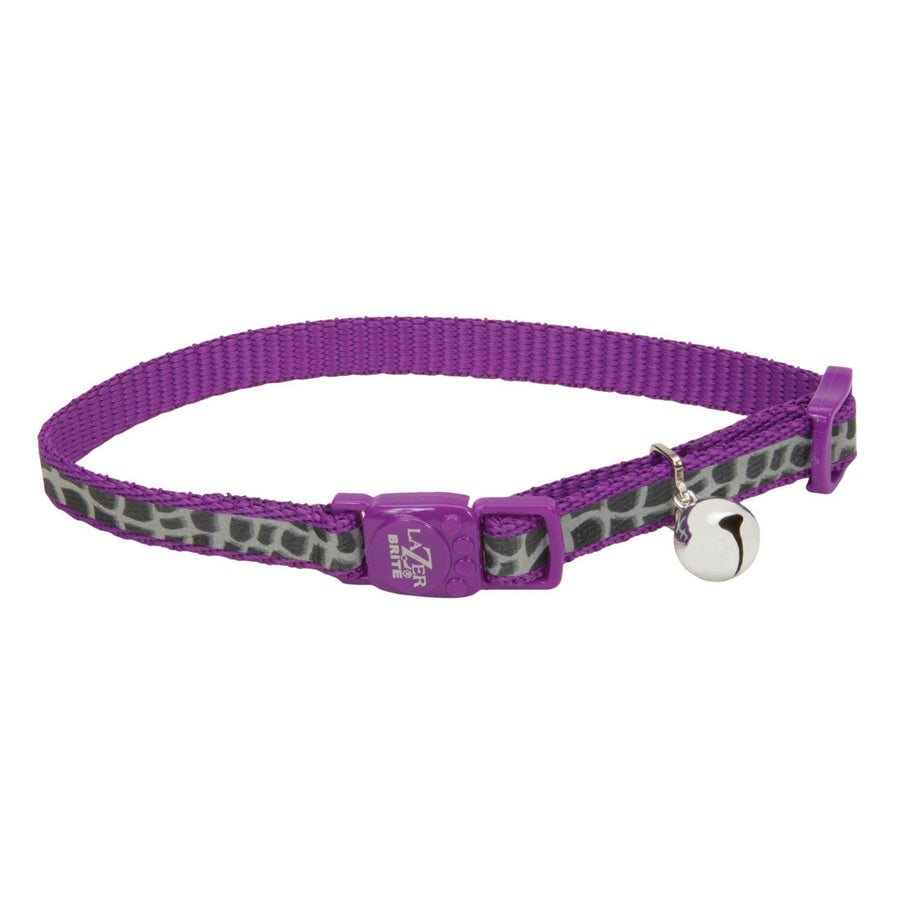 Coastal Lazer Brite Reflective Breakaway Cat Collar, Purple Animal Print