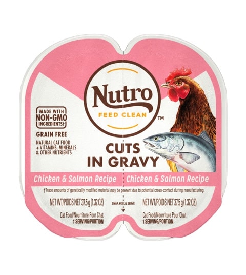 Nutro Perfect Portions Grain Free Cuts In Gravy Real Chicken & Salmon Recipe Wet Cat Food Trays