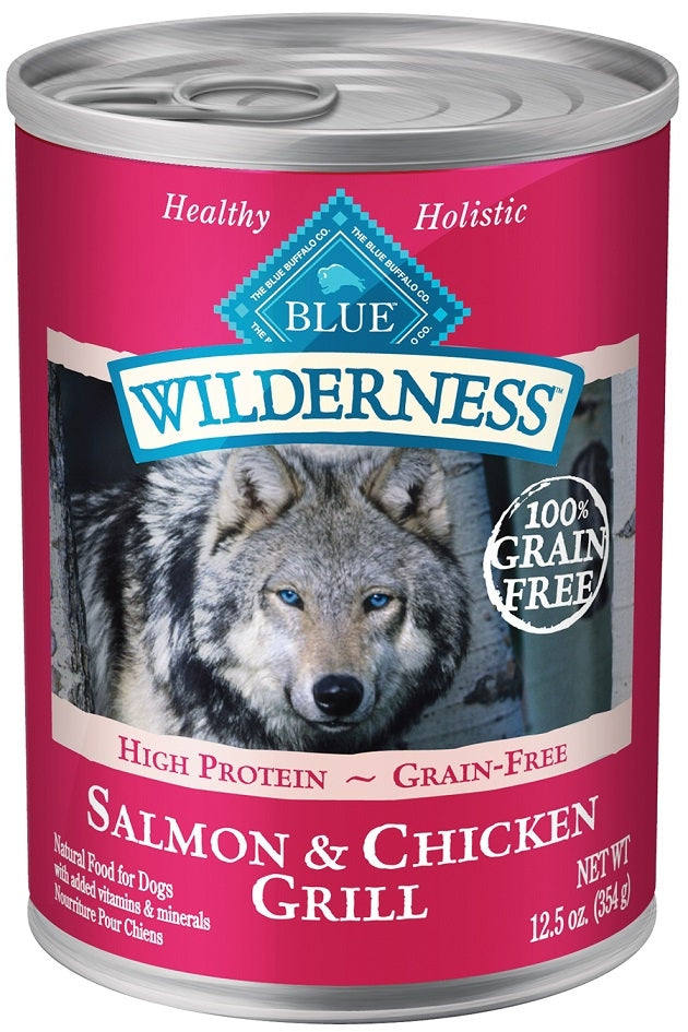 Blue Buffalo Wilderness Grain Free Salmon and Chicken Grill Canned Dog Food