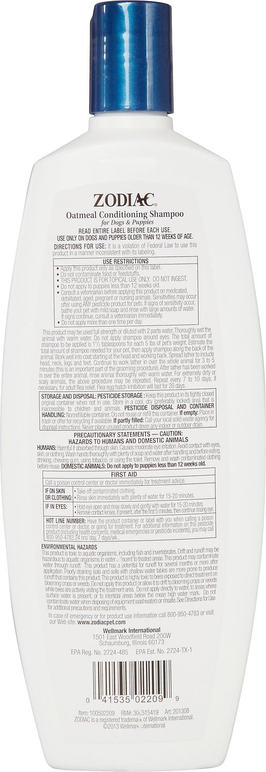 Zodiac Flea & Tick Oatmeal Shampoo For Dogs