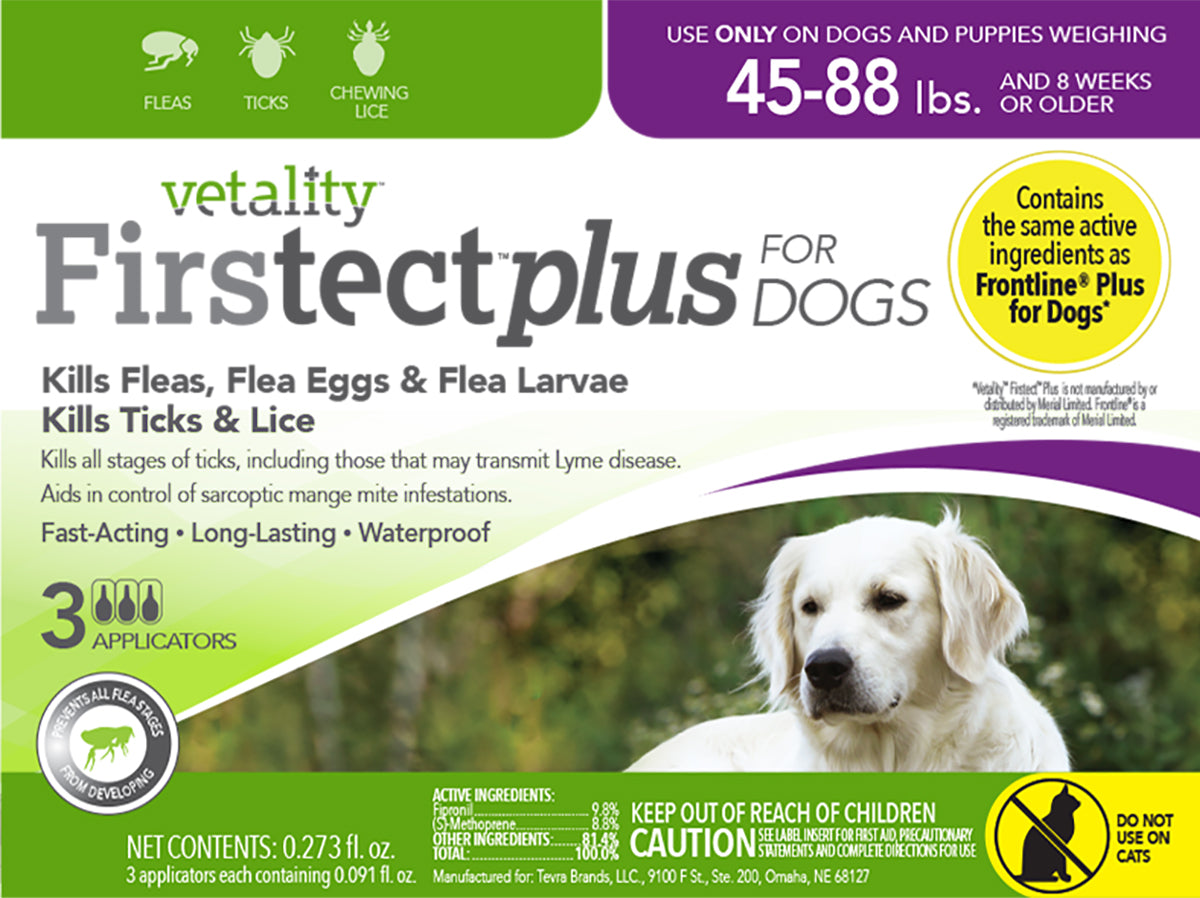 Vetality Firstect Plus Dogs 45-88 lbs 3 Dose