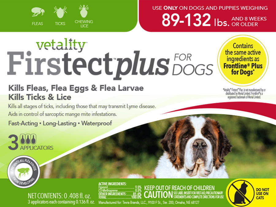 Vetality Firstect Plus Dogs 89-132 lbs 3 Dose