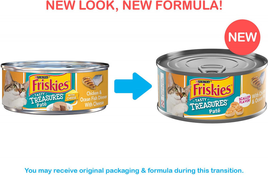 Friskies Tasty Treasures Pate Chicken, Ocean Fish & Scallop Canned Cat Food