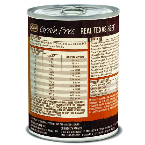 Merrick Grain Free 96% Real Texas Beef Canned Dog Food