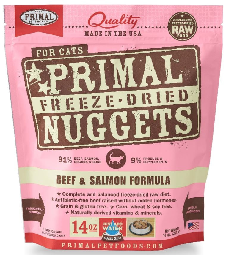 Primal Freeze Dried Nuggets Grain Free Beef & Salmon Formula Cat Food