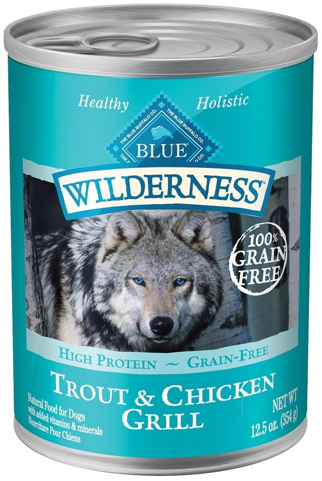 Blue Buffalo Wilderness Grain Free Trout and Chicken Canned Dog Food